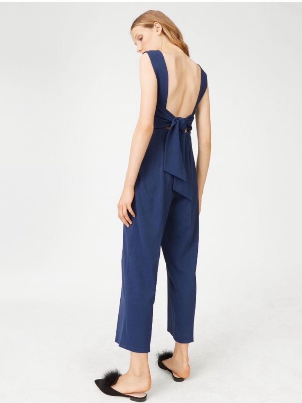Club Monaco Navy Square-Neck Wide-Leg Jumpsuit - Picture 2 of 10